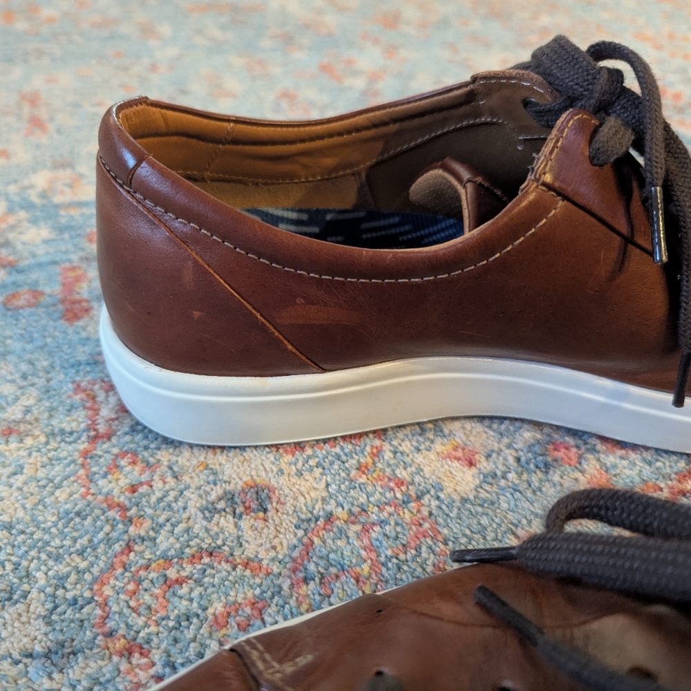 Ecco Soft 7 Brown Leather Shoes Men's 46 US 12-12.5 Casual LaceUp Diff Insoles - Picture 8 of 13